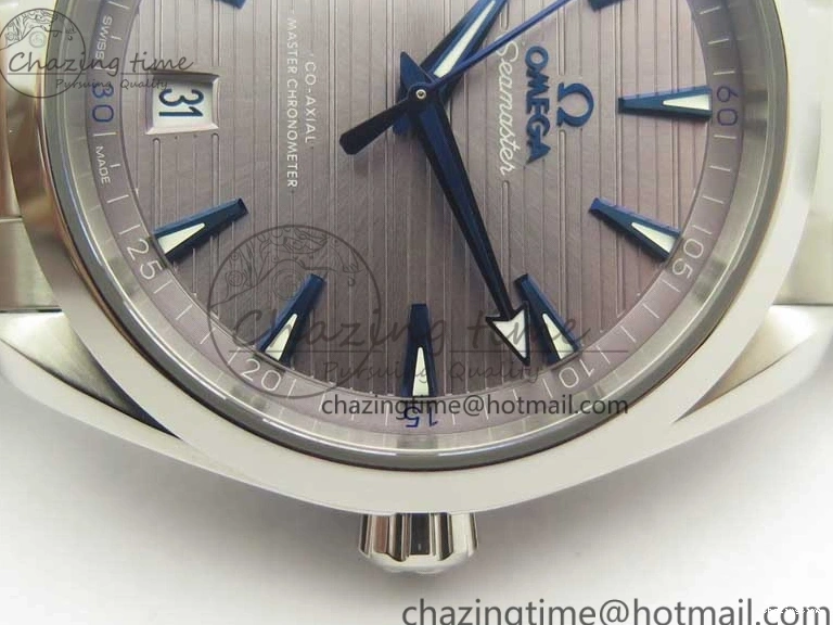 0223 Aqua Terra 150M Master Chronometers VSF 1:1 Best Edition Gray Dial Blue Hand on SS Bracelet A8900 Super Clone Trendsetting 8006